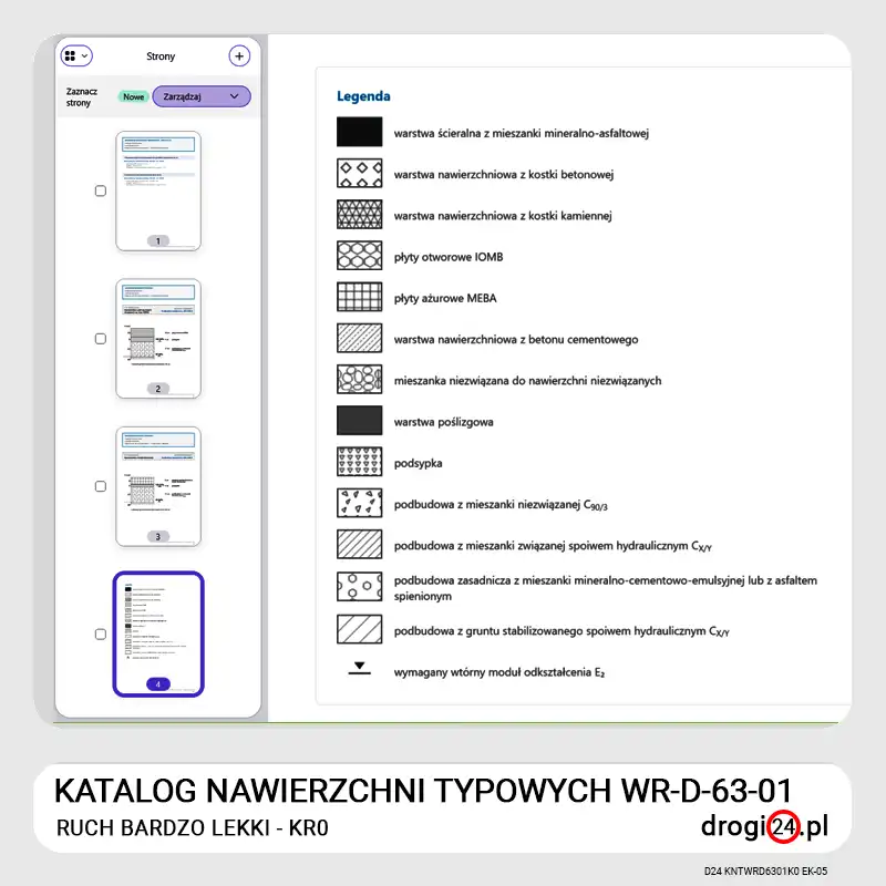 Kompletny wykaz nawierzchni z załącznikami graficznymi i numeracją stron